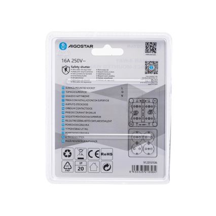 Aigostar - Priză de perete pentru uz casnic cu patru prize SCHUKO 250V albă