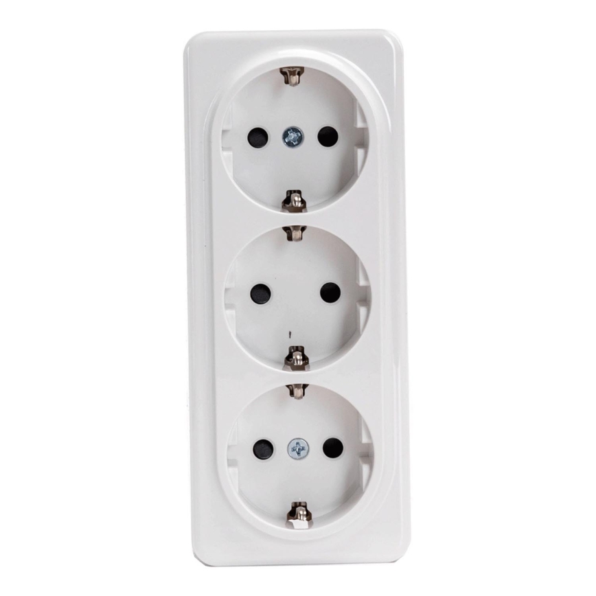 Aigostar - Priză de perete triplă SCHUKO 250V, albă