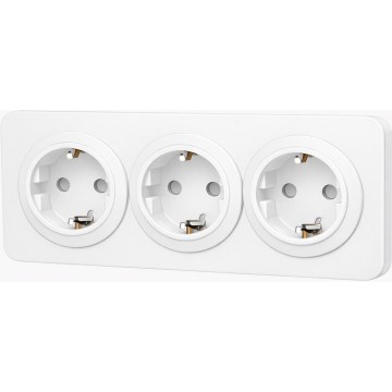 Aigostar - Priză de perete triplă SCHUKO cu ramă, 250V/16A, albă