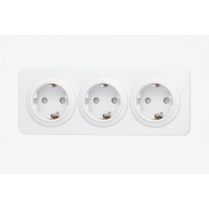 Aigostar - Priză de perete triplă SCHUKO cu ramă, 250V/16A, albă