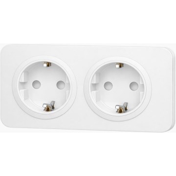 Aigostar - Priză dublă cu ramă SCHUKO 250V/16A, albă