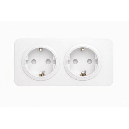 Aigostar - Priză dublă cu ramă SCHUKO 250V/16A, albă