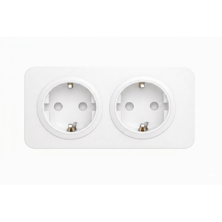 Aigostar - Priză dublă cu ramă SCHUKO 250V/16A, albă