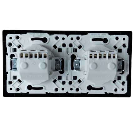 Aigostar - Priză dublă de perete cu ramă SCHUKO 230V/16A, neagră
