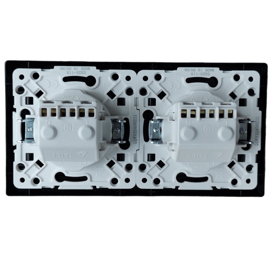 Aigostar - Priză dublă de perete cu ramă SCHUKO 230V/16A, neagră
