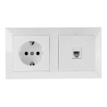 Aigostar - Priză Ethernet și priză SCHUKO cu ramă albă