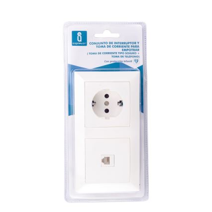 Aigostar - Priză Ethernet și priză SCHUKO cu ramă albă