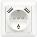 Aigostar - Priză SCHUKO 250V + 2x USB cu ramă albă