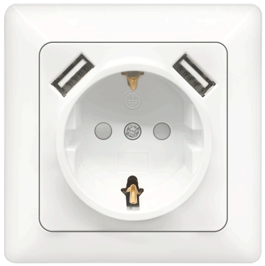 Aigostar - Priză SCHUKO 250V + 2x USB cu ramă albă