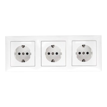 Aigostar - Priză triplă de perete cu ramă SCHUKO 230 V, albă