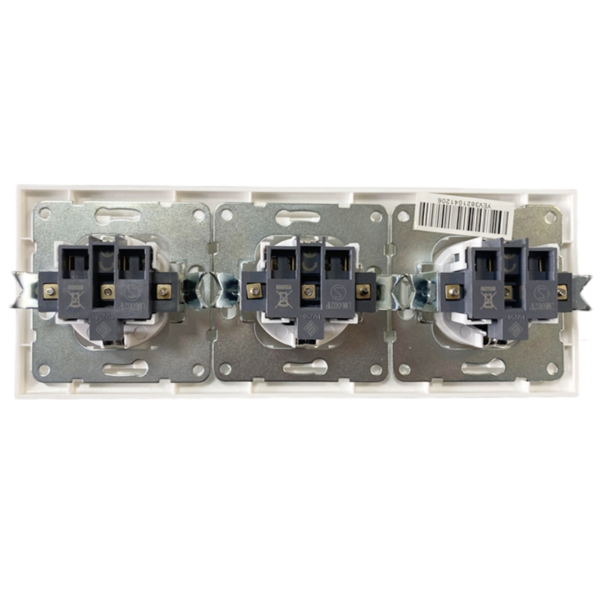 Aigostar - Priză triplă de perete cu ramă SCHUKO 230 V, albă