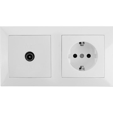 Aigostar - Priză TV și SCHUKO 230 V cu ramă, albă
