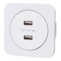 Aigostar - priză USB cu ramă, 2 porturi USB-A, albă