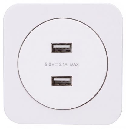 Aigostar - priză USB cu ramă, 2 porturi USB-A, albă