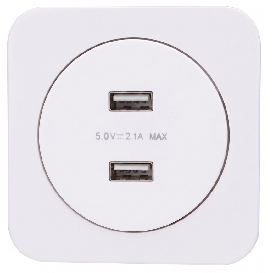 Aigostar - priză USB cu ramă, 2 porturi USB-A, albă