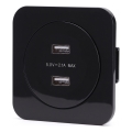 Aigostar - Priză USB de alimentare cu ramă, 2x USB-A, neagră