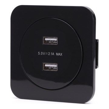 Aigostar - Priză USB de alimentare cu ramă, 2x USB-A, neagră