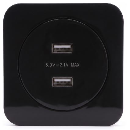 Aigostar - Priză USB de alimentare cu ramă, 2x USB-A, neagră