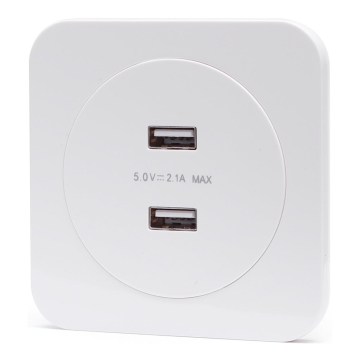 Aigostar - priză USB de perete cu ramă, 2x USB-A, albă