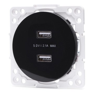 Aigostar - Priză USB fără ramă, 2x USB-A, neagră