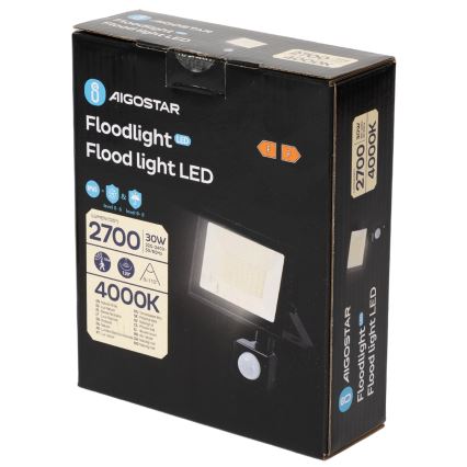 Aigostar - Proiector LED cu senzor LED/30W/230V 4000K IP65