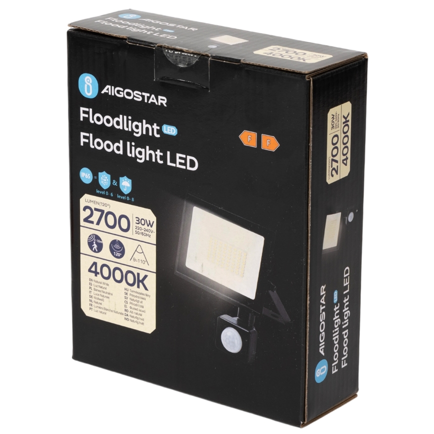 Aigostar - Proiector LED cu senzor LED/30W/230V 4000K IP65