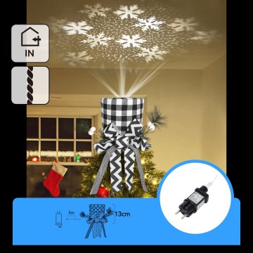Aigostar - Proiector LED de Crăciun cu fulgi de zăpadă LED/5W/230V alb rece negru/alb
