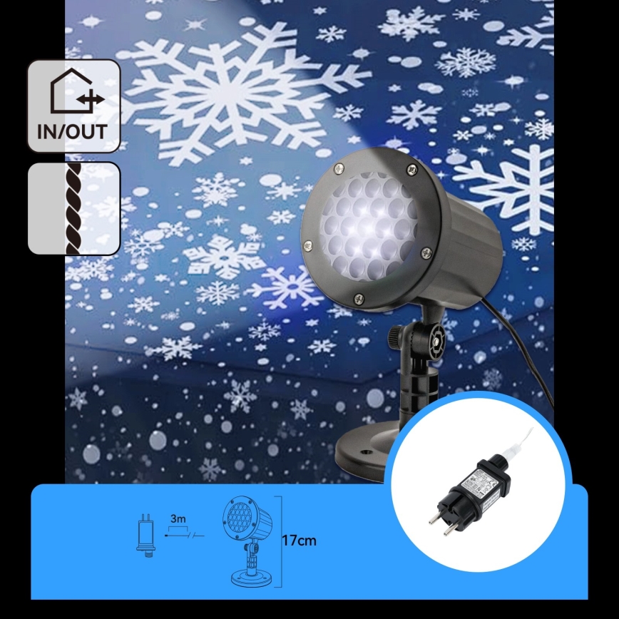 Aigostar - proiector LED de exterior pentru Crăciun cu fulgi LED/5W/230V IP44 alb rece
