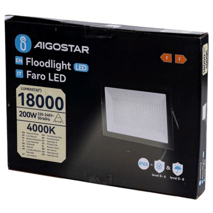 Aigostar - Proiector LED LED/200W/230V 4000K IP65 negru