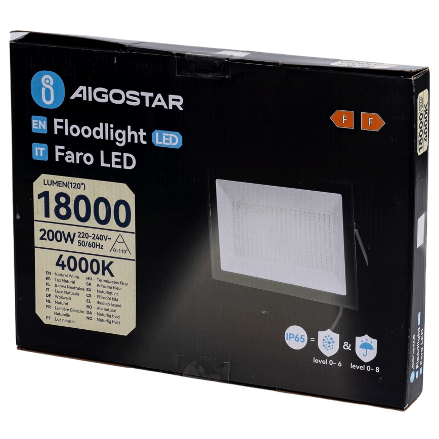 Aigostar - Proiector LED LED/200W/230V 4000K IP65 negru