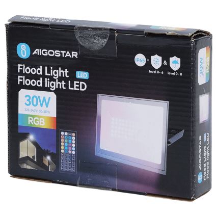 Aigostar - Proiector LED RGB 30 W, 230 V, IP65, cu telecomandă