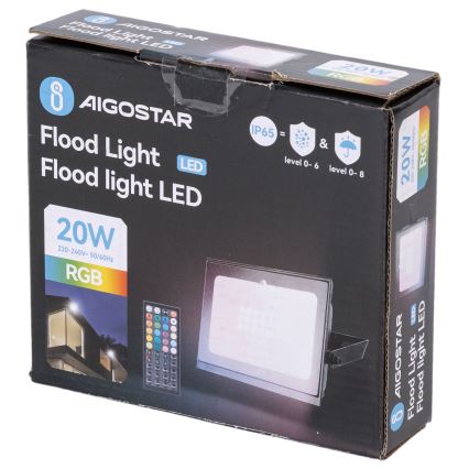 Aigostar - Proiector LED RGB reglabil LED/10W/230V IP65 + telecomandă