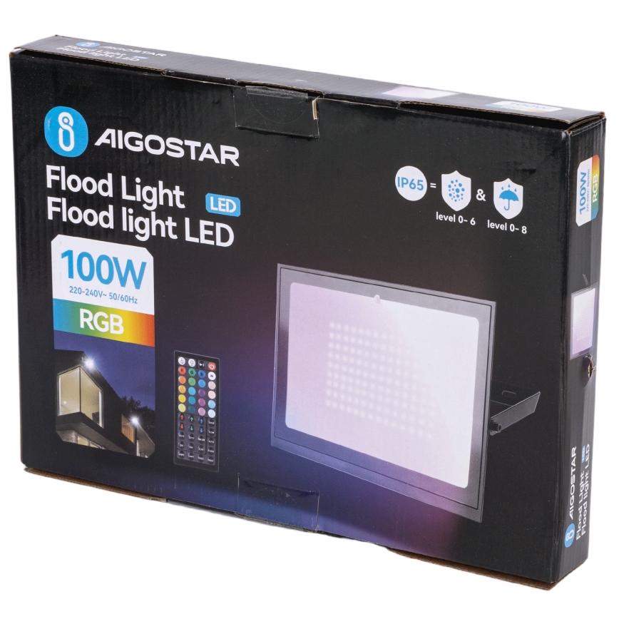 Aigostar - Proiector LED RGB reglabil 100W/230V IP65 + telecomandă