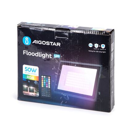 Aigostar - Proiector LED RGBW reglabil 50W 230V IP65 cu telecomandă