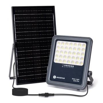 Aigostar - Proiector solar LED cu reglare a luminozității, 200 W, 3,4 V, IP65, 15000 mAh + telecomandă