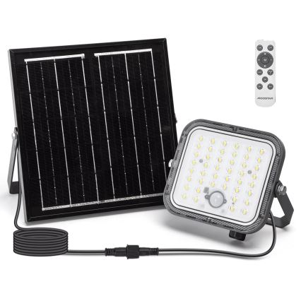 Aigostar - Proiector solar LED reglabil cu senzor, 80W/3,4V, 6500K, IP66, 4000 mAh + telecomandă