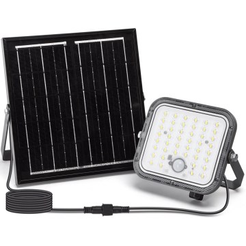 Aigostar - Proiector solar LED reglabil cu senzor, 80W/3,4V, 6500K, IP66, 4000 mAh + telecomandă