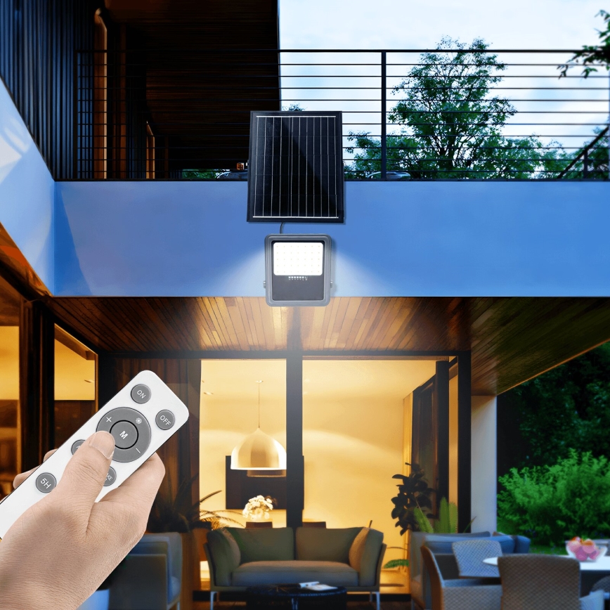 Aigostar - Proiector solar LED cu reglare a luminozității, 200 W, 3,4 V, IP65, 15000 mAh + telecomandă