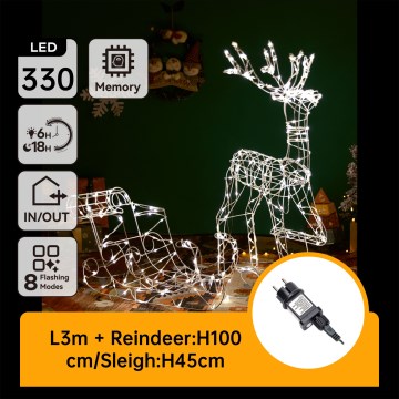 Aigostar - Ren cu sanie, decorațiune LED pentru exterior LED/3,6W/31/230V 2700K 90/45cm IP44