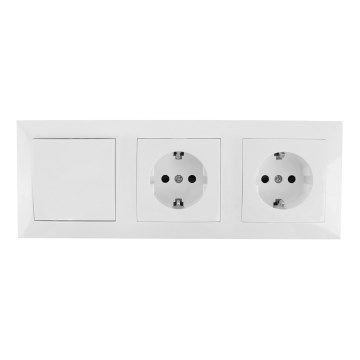 Aigostar - Set 2x prize casnice cu întrerupător 2x16A/250V SCHUKO