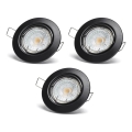 Aigostar - Set 3x spot LED încastrat 1xGU10/4,5W/230V 3000K negru