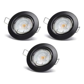 Aigostar - Set 3x spot LED încastrat 1xGU10/4,5W/230V 3000K negru