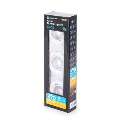 Aigostar - Set 3x spot LED încastrat, 5W/230V, 3000K, Ø 8,5 cm, alb