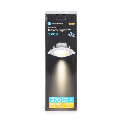 Aigostar - Set 3x spot LED încastrat, 5W/230V, 3000K, Ø 8,5 cm, alb