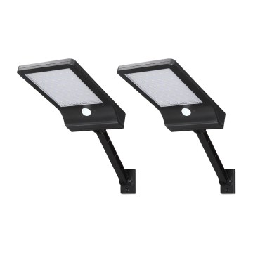 Aigostar - Set de 2 lămpi stradale solare LED cu senzor LED/3W/3,7V1800 mAh IP44 3000/4000/5000K + telecomandă