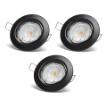 Aigostar - Set de 3 spoturi LED încastrate, 1x GU10/4,5W/230V, 4000K, negru