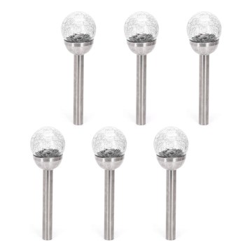 Aigostar - Set de 6 lămpi solare cu LED, 2 V, 6500 K, IP44, 40 mAh, argintiu