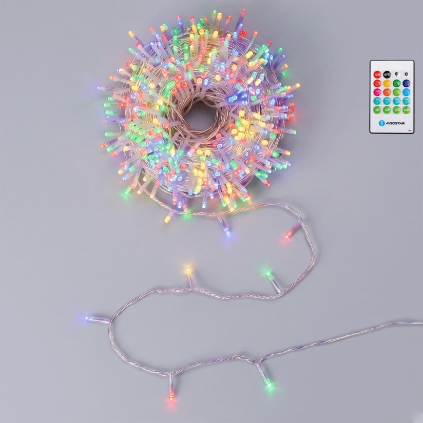 Aigostar - Ghirlandă LED reglabilă de exterior pentru Crăciun cu senzor de mișcare 100xLED/3xAA 12m multicolor + telecomandă