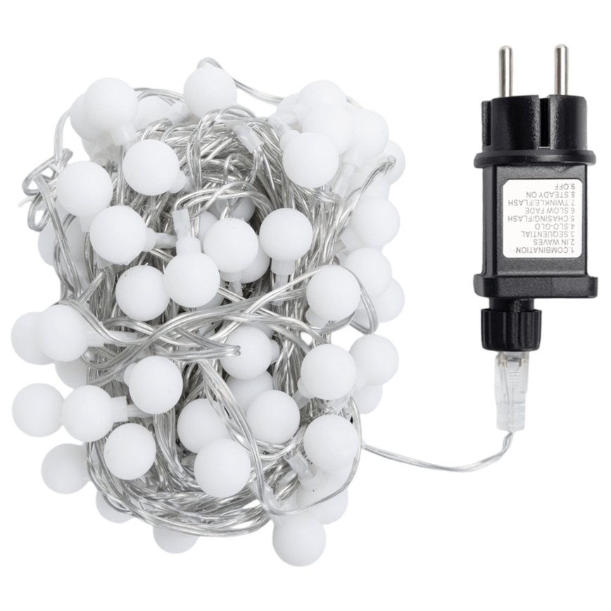 Aigostar - Ghirlandă LED decorativă pentru exterior, 100 LED, 8 moduri, 10 m, IP44, alb rece