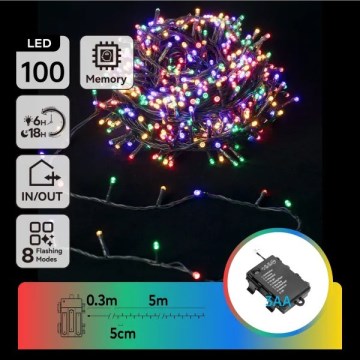 Aigostar - Șir LED pentru exterior 100xLED/8 funcții 3xAA 5,3 m IP44 multicolor